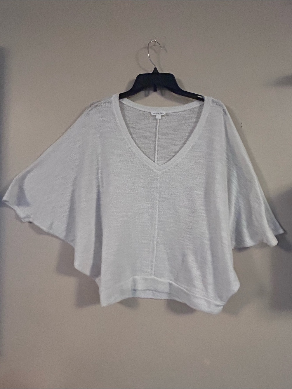 Eileen Fisher White Draped V-Neck Dolman Sleeve Top